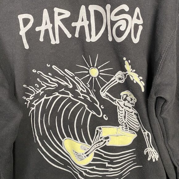 Call your Mother Men Sweatshirt Size Large Black Hoodie Skeleton Surfing Skater - Picture 2 of 7